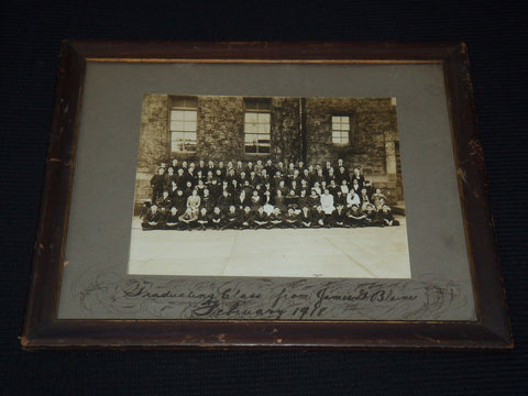 1918 JAMES G. BLAINE GRADUATING CLASS PHOTO - FRAMED - 15 1/2x12 1/2 - #211