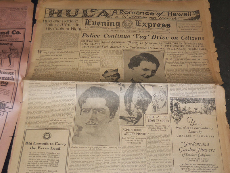 1928 FEBRUARY 16 LOS ANGELES EVENING EXPRESS NEWSPAPER EDDIE FOY DEAD - NP 748