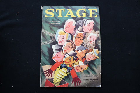 1937 DECEMBER STAGE MAGAZINE - A COLORFUL DRAWING OF MANY STARS COVER - E 10839