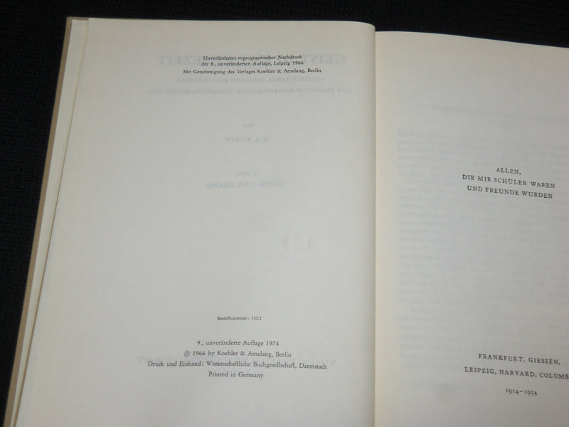 1974 GEIST DER GOETHEZEIT BY H. A. KORFF HARDCOVER VOLUME 1 & 2 - KD 1378A