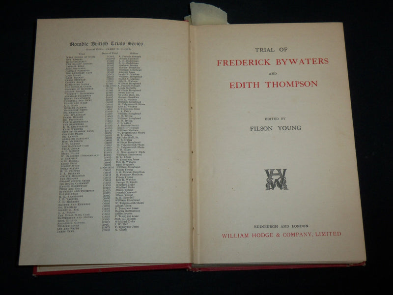 1951 TRIAL OF FREDERICK BY WATERS AND EDITH THOMPSON BOOK BY YOUNG - KD 6667