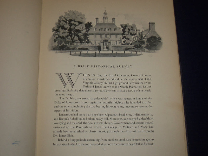 1940 WILLIAMSBURG TODAY & YESTERDAY BOOK BY GRACE NORTON ROSE - KD 2958