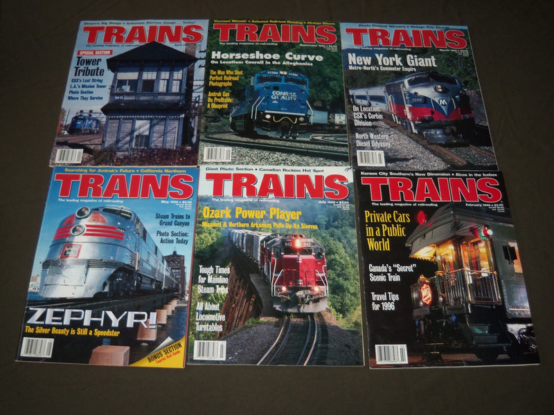 1968-1996 TRAINS MAGAZINE LOT OF 29 - RAILROADING - GREAT COVERS - O 211