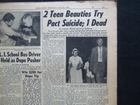 1954 JULY 22 NY DAILY NEWS NEWSPAPER - RESCUE BEAUTY IN SUICIDE PACT - NP 2499