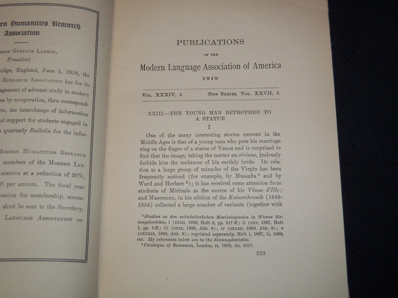 1919-1920 MODERN LANGUAGE ASSOCIATION OF AMERICA PUBLICATIONS LOT OF 4 - K 2080