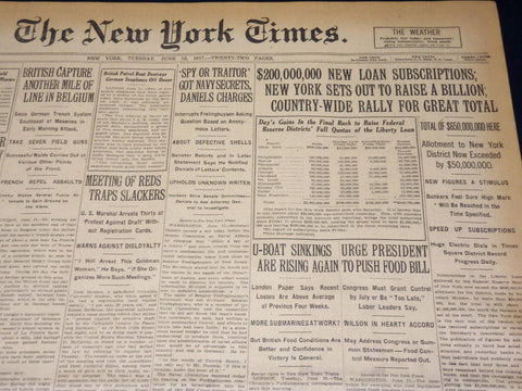 1917 JUNE 12 NEW YORK TIMES - 300,000 REGISTER HERE ON FIRST DAY - NT 7793