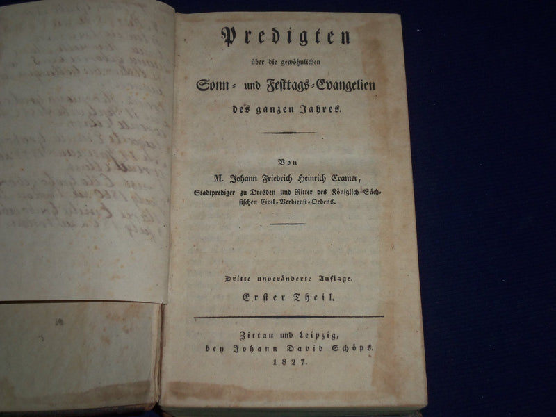 1827 PREDIGTEN SERMONS GERMAN VOLUME - GREAT INFORMATION - KD 3109