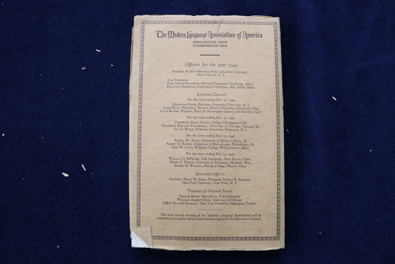 1943 PUBLICATIONS OF THE MODERN LANGUAGE ASSOC. OF AMERICA(PMLA)-LOT OF 3-O 3431