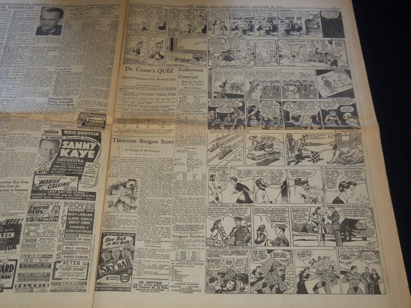 1942 NOVEMBER 19 BOSTON DAILY GLOBE NEWSPAPER - BIZERTE BATTLE ON - NT 9452