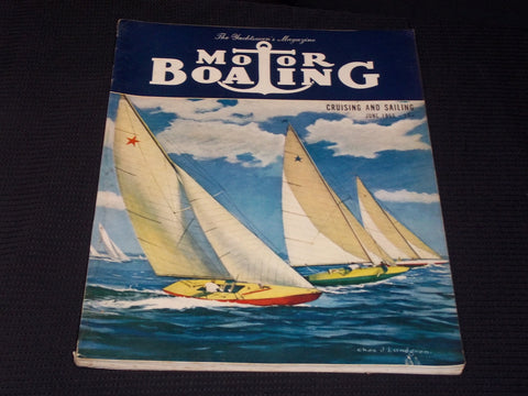 1956 JUNE MOTOR BOATING MAGAZINE BEAUTFUL ILLUSTRATED FRONT COVER - E 4376