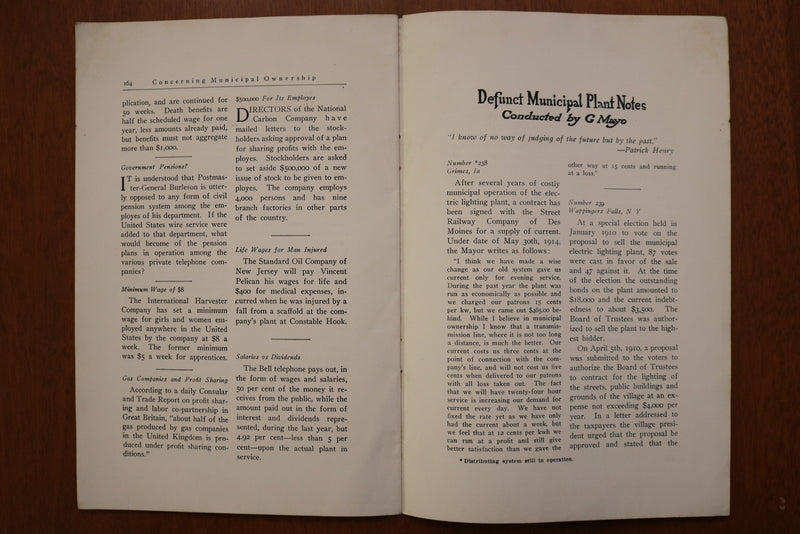 1914 JULY CONCERNING MUNICIPAL OWNERSHIP - SOFTCOVER BOOK - K 3187