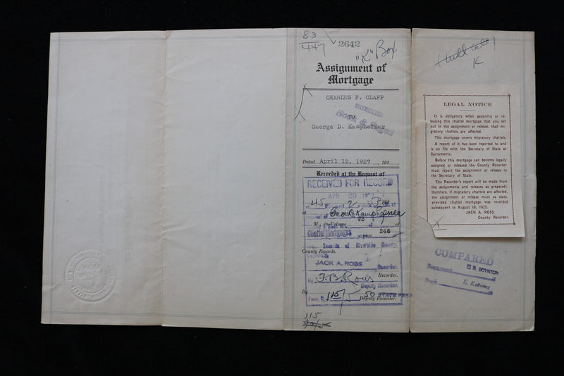 1926-1930 CALIFORNIA DEEDS - LOT OF 4 - & ENVELOPE - K 2792