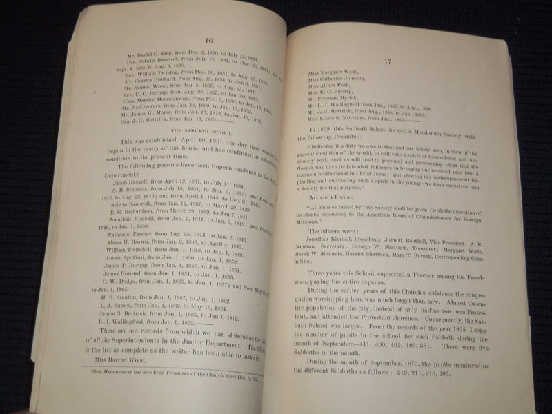 1873 A HISTORICAL DISCOURSE BOOK - LOWELL MASSACHUETTS - J 7986
