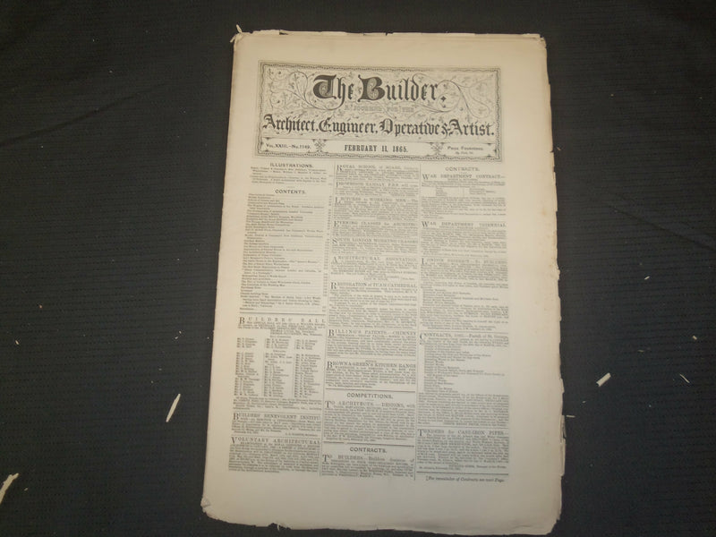 1865 FEBRUARY 11 THE BUILDER ARCHITECT MAGAZINE - ILLUSTRATIONS - ST 415C