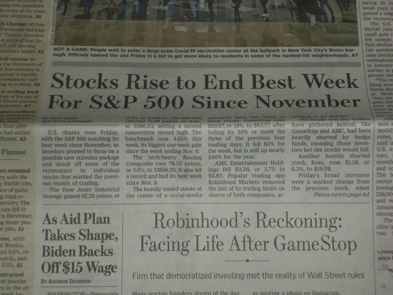 2021 FEBRUARY 6-7 THE WALL STREET JOURNAL - YANKEE STADIUM FOR VIRUS VACCINE