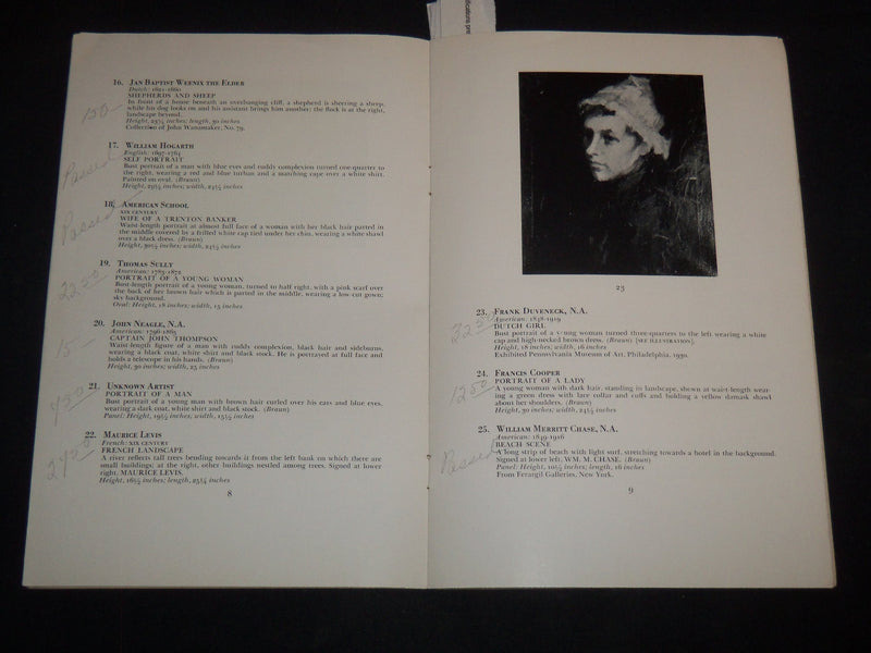 1942 XIX CENTURY PAINTINGS JOHN F. BRAUN COLLECTION PUBLIC SALE CATALOG - J 9207