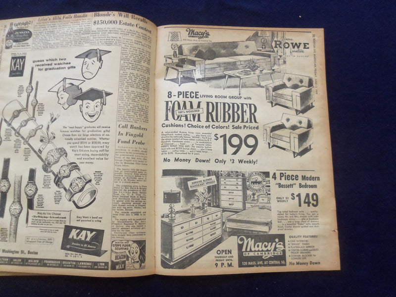 1959 JUNE 12 BOSTON AMERICAN NEWSPAPER - NEW BOMB SCARE AT SO. STATION - NP 6232