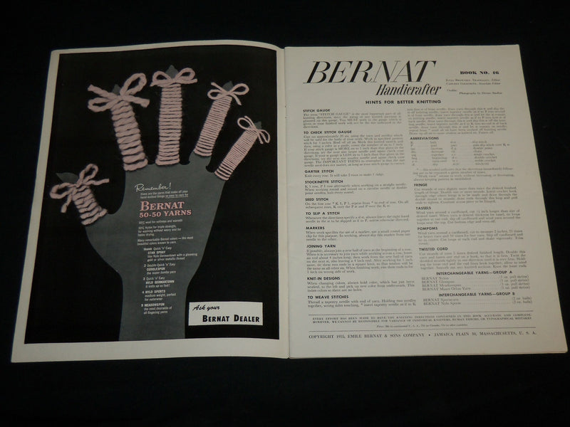 1955 BERNAT HANDICRAFTER BOOK NO. 46 - ACCESSORIES FOR CHILDREN - J 6721