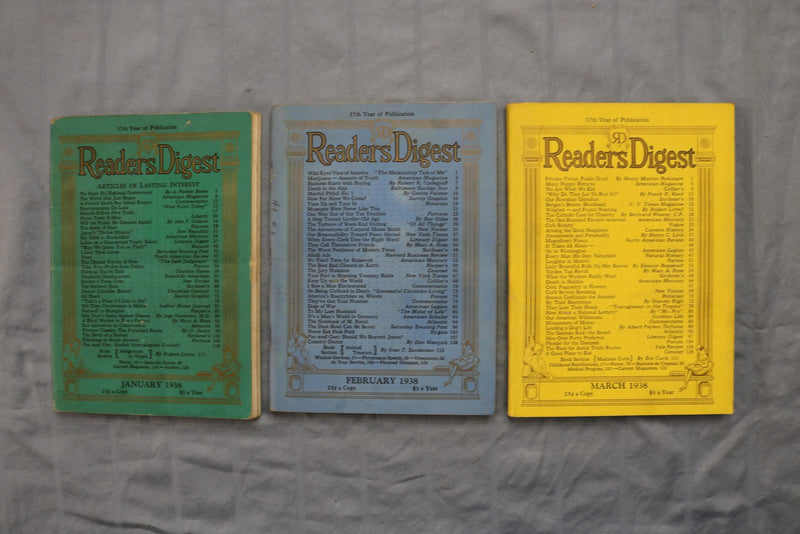 1938 READER'S DIGEST MAGAZINE - COMPLETE YEAR - LOT OF 12 - O 3873
