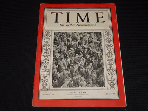 1935 NOVEMBER 11 TIME MAGAZINE - FOOTBALL SPECTATORS - T 494