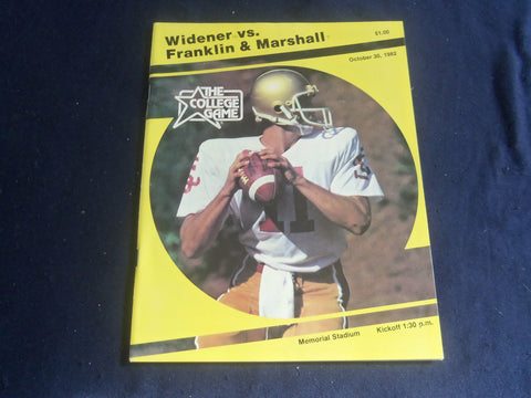 1982 OCTOBER 30 FOOTBALL PROGRAM - WIDENER UNIV VS MARSHALL UNIV - SP 1218K