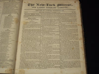 1823-1824 NEW YORK MIRROR AND LADIES GAZETTE BOUND VOLUME NO. 1 - R 89F