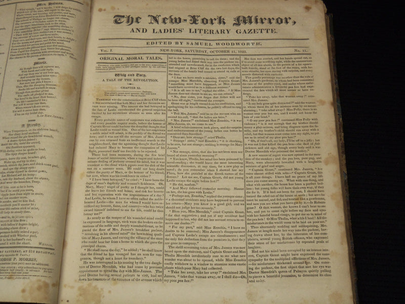 1823-1824 NEW YORK MIRROR AND LADIES GAZETTE BOUND VOLUME NO. 1 - R 89F