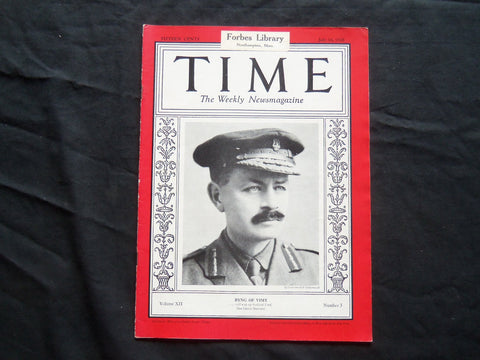1928 JULY 16 TIME MAGAZINE - JULIAN H. G. BYNG OF VIMY - T 168