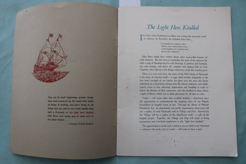 1957 THE LIGHT HERE KINDLED SOFTCOVER BOOK - PLYMOUTH, MA - K 3422