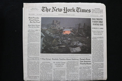 2025 FEB 12 NEW YORK TIMES - ISRAEL THREATENS TO RENEW COMBAT IN HOSTAGE CRISIS