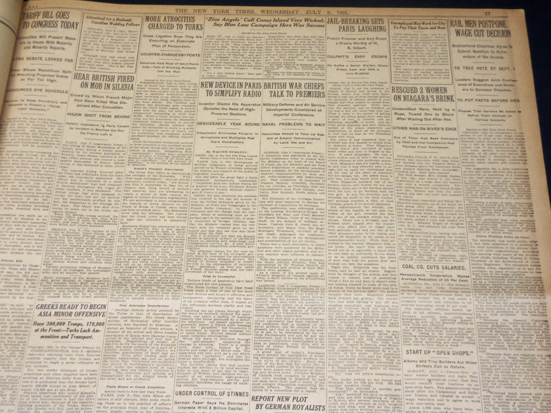 1921 JULY 6 NEW YORK TIMES - TRANSPLANTED EYES MAKE BLIND FISH SEE - NT 8695