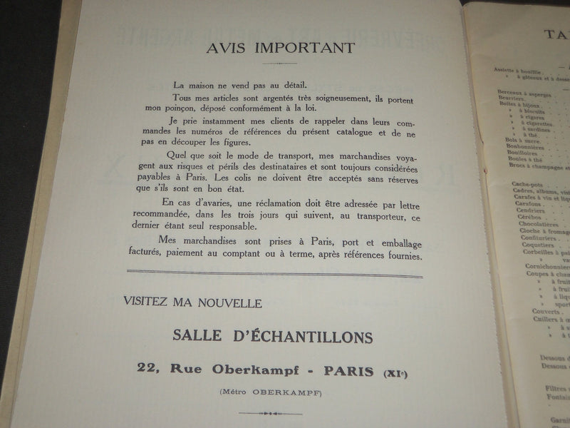 1926 RENÉ BAILLEUX ORFÈVRERIE D'ART EN MÉTAL ARGENTÉ FRENCH CATALOGUE - FR 368