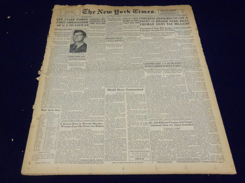 1951 OCT 21 NEW YORK TIMES - 3 KENTUCKY BASKETBALL PLAYERS ADMIT FIX - NT 2033