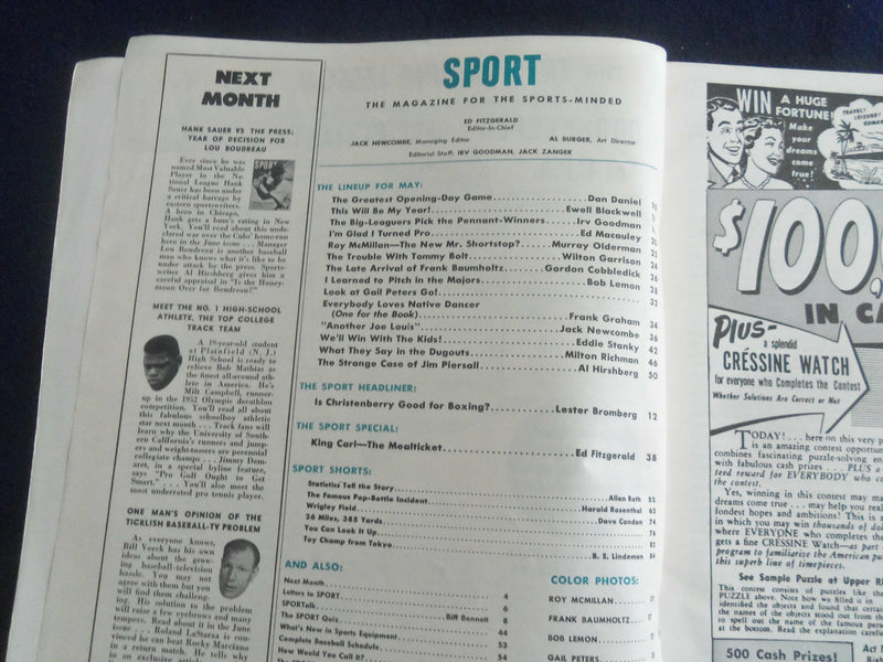 1953 MAY SPORT MAGAZINE - BOB LEMON COVER - ST 7237