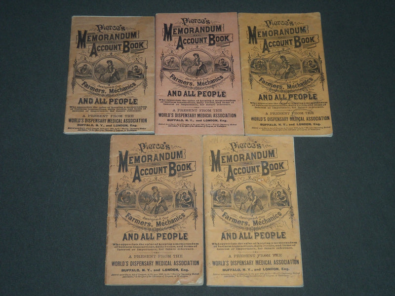 1884-1902 PIERCE'S MEMORANDUM ACCOUNT BOOK LOT OF 5 - O 1736