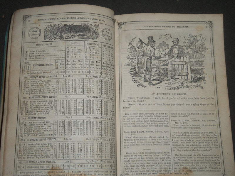 1889 HOSTETTER'S ILLUSTRATED UNITED STATES ALMANAC - SOFTCOVER - H 710