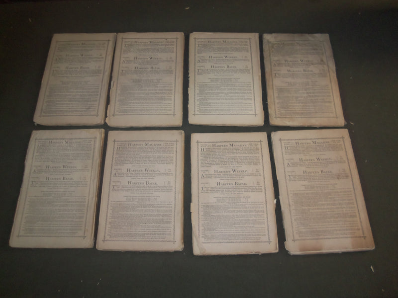 1868 HARPER'S MONTHLY MAGAZINE - LOT OF 8 - NICE STORIES & ADS - WR 647E