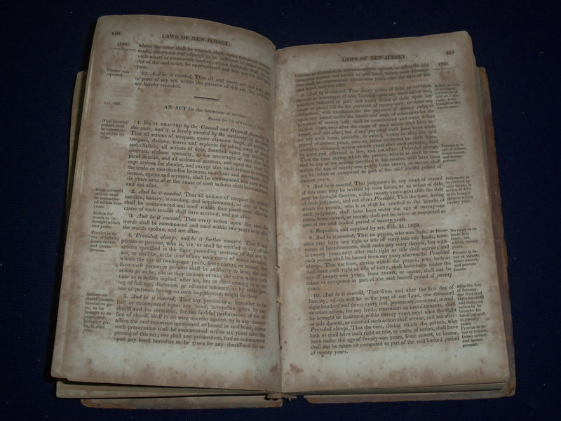 1821 LAWS OF THE STATE OF NEW JERSEY VOL- CONSTITUTION - DECLARTION - KD 2174