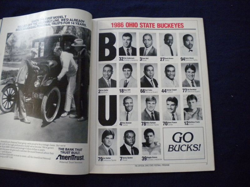 1986 OCTOBER 4 FOOTBALL PROGRAM -OHIO STATE UNIV VS ILLINOIS STATE UNIV-SP 3624Y