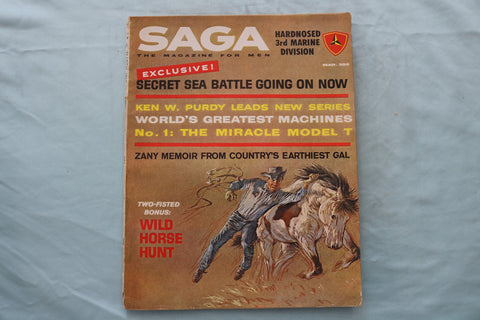 1962 MARCH SAGA MAGAZINE - WILD HORSE HUNT COVER - E 26658