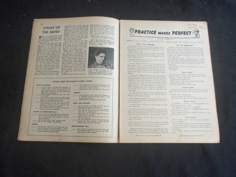 1955 APRIL 20 PRACTICAL ENGLISH MAGAZINE- VAN CLIBURN COVER - VIRTUOSO - B 5536O