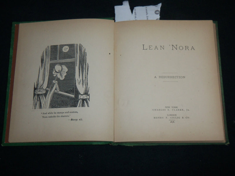 1878 LEAN 'NORA A RESURRECTION HARDCOVER BOOK BY ERRATIC ENRIQUE - KD 6663
