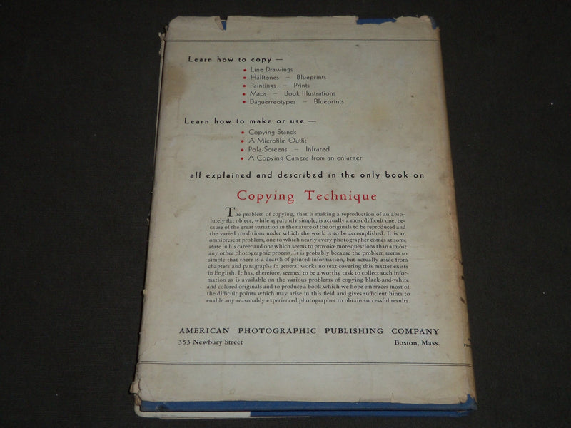 1940 COPYING TECHNIQUE BY FRANK FRAPRIE & ROBERT MORRIS BOOK - KD 3787