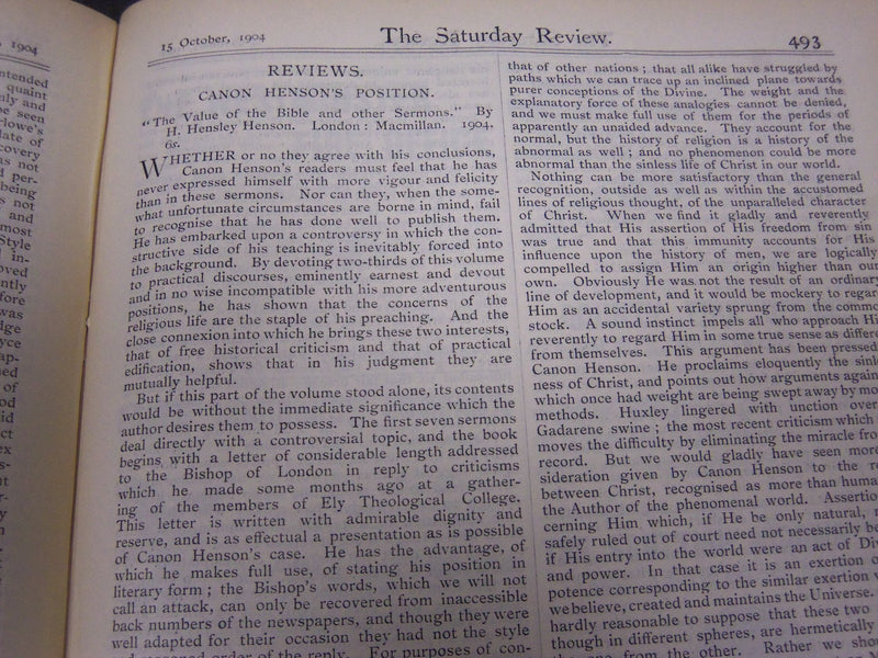 1904 SATURDAY REVIEW 2 BOUND VOLUMES - COMPLETE YR- PUBLISHED IN LONDON - R 1089