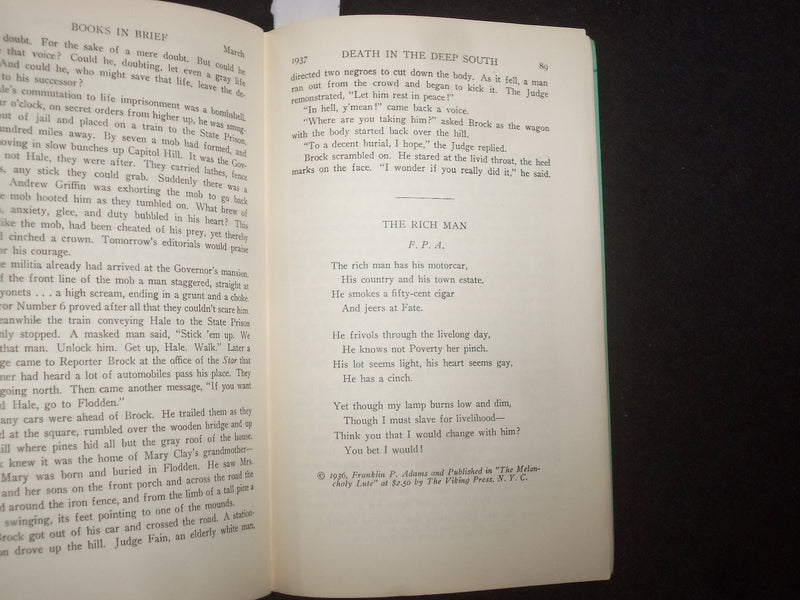 1937 MARCH BOOKS IN BRIEF MAGAZINE - ROBERT FROST - JAMES HILTON - J 9981