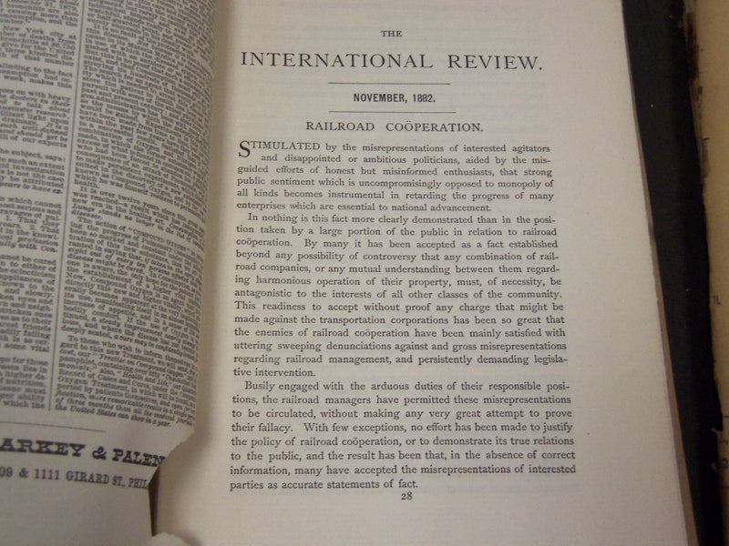 1882-1883 THE INTERNATIONAL REVIEW MAGAZINE LOT OF 8 - GREAT ARTICLES - WR 867