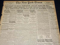 1920 FEB 29 NEW YORK TIMES - RAILROADS GO BACK TOMORROW WILSON SIGNS - NT 7873