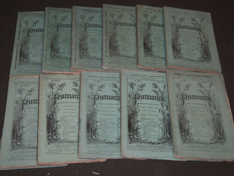 1870 PUTNAM'S MONTHLY MAGAZINE LOT OF 11 ISSUES - GREAT STORIES & ADS - WR 555