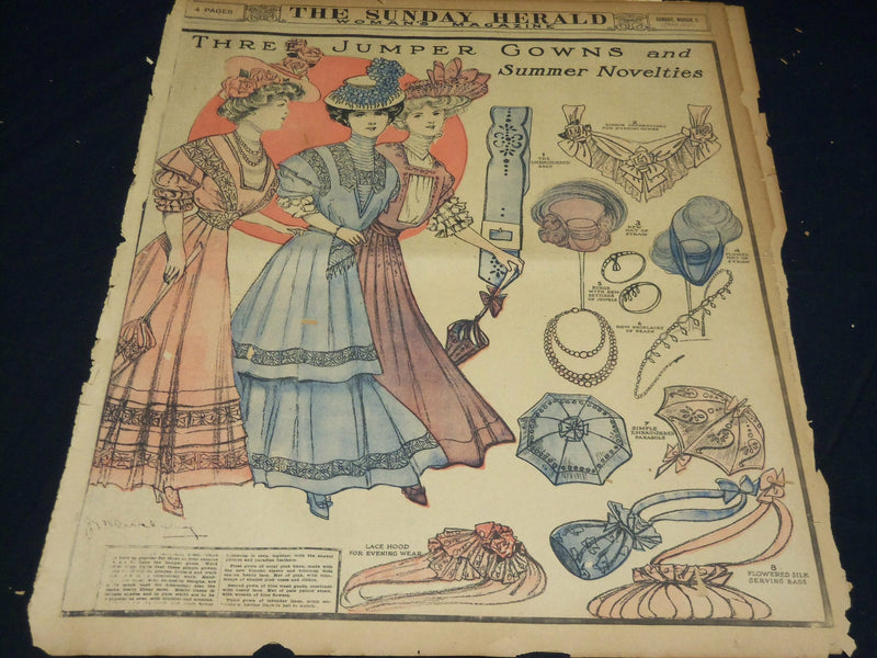 1907 THE BOSTON HERALD SUNDAY WOMAN'S MAGAZINE SECTIONS LOT OF 8 - UP 95