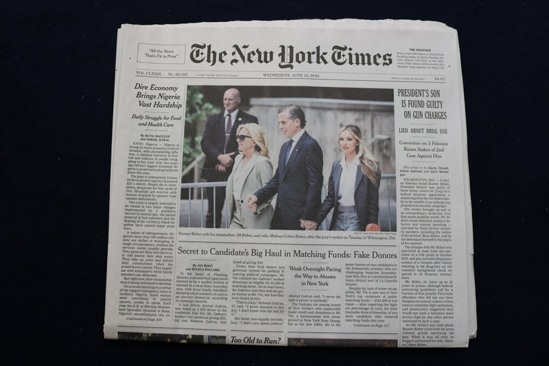 2024 JUNE 12 NEW YORK TIMES - HUNTER BIDEN IS FOUND GUILTY ON GUN CHARGES